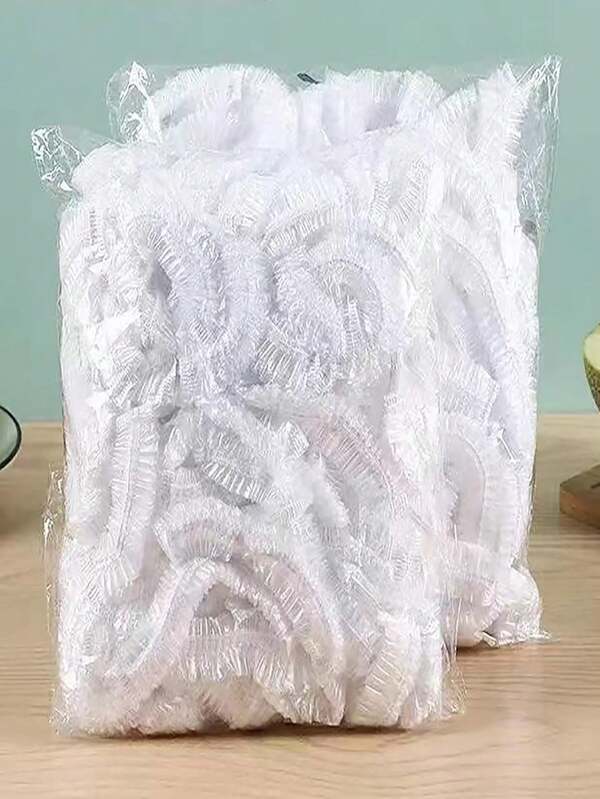 100 Pcs Disposable Food Cling Film Cover Shower Head Cover Multi-Purpose Disposable Shrink Bag Disposable Shoe Cover Thickened Kitchen Cling Film Household Refrigerator Refrigerated Food Preservation Cover Elastic Telescopic Cover
