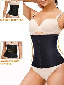 1 件女士腰部训练带，腰部塑形器，桑拿减肥排汗带，运动健身腰部修剪器，腹部训练器 - 黑色 - 查看 3