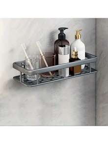 1pcs,Bathroom Storage Shower Caddy,Easy Installation Shower Organizer,No Drilling,Large Capacity,Stainless Steel Toiletries Storage,Stylish Appearance,Bathroom Shower Accessories Bathroom Decoration,Suspension Shelves