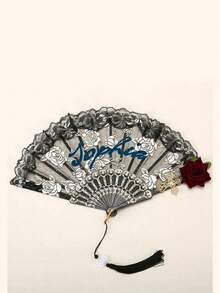 Custom Name Lace Folding Fans ,Custom Personalized Wedding Souvenir,Custom Vintage Rose Lace Folding Fan Elegant Black Hand Fan,Suitable For Wedding Favors, Suitable For Parties & Weddings, Birthday, Mother's Day, Easter And Other Occasions,Compact Design For Easy Travel ,Ornamental Fashionable. - Multicolor - View 14