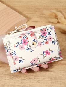 精致花朵花瓣图案带扣时尚卡夹轻薄便携现金身份证信用卡零钱袋适用于生日礼物周年纪念圣诞节情人节情侣女士女孩青少年大学生学校学生包学校用品适用于学校宿舍和返校 - 粉色 - 查看 12
