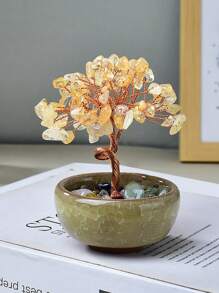 1 件水晶树装饰、圣诞桌面装饰礼物、家居装饰、办公桌装饰、派对礼品、卧室装饰、办公室装饰、房间装饰、房屋装饰、办公桌配件、桌面装饰、优秀的教师礼物、办公桌用品、粉色装饰、水晶饰品、婚礼用品