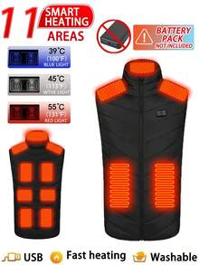 Veste chauffante casual pour hommes de couleur unie avec chauffage à double zone, vêtement d'extérieur chaud pour l'hiver