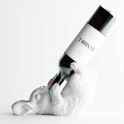 ORIZZONTE Dekorativer Flaschenhalter in Hasenform im lustigen Stil – Weinhalter, ironisches Design für Küche, Tisch, Bar oder originelles Geschenk für Weinliebhaber, 27 * 11,9 * 16,3 cm, 100 % Made in Italy