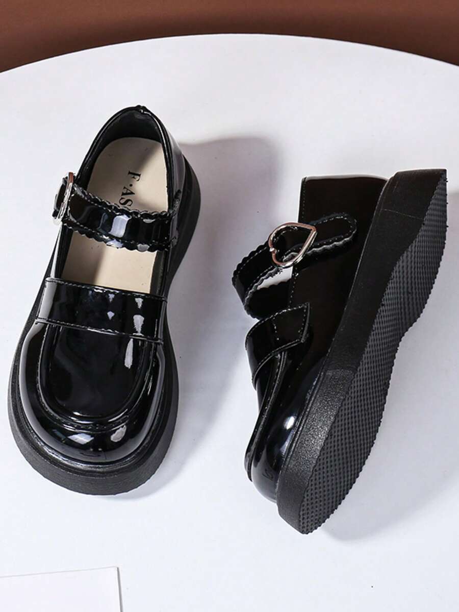 Mädchen Ballerinas, modischer Schulstil, süße unifarbene weiche Flats, atmungsaktiv und leicht, geeignet für Party, Schüler - Schwarz - Übersicht 1