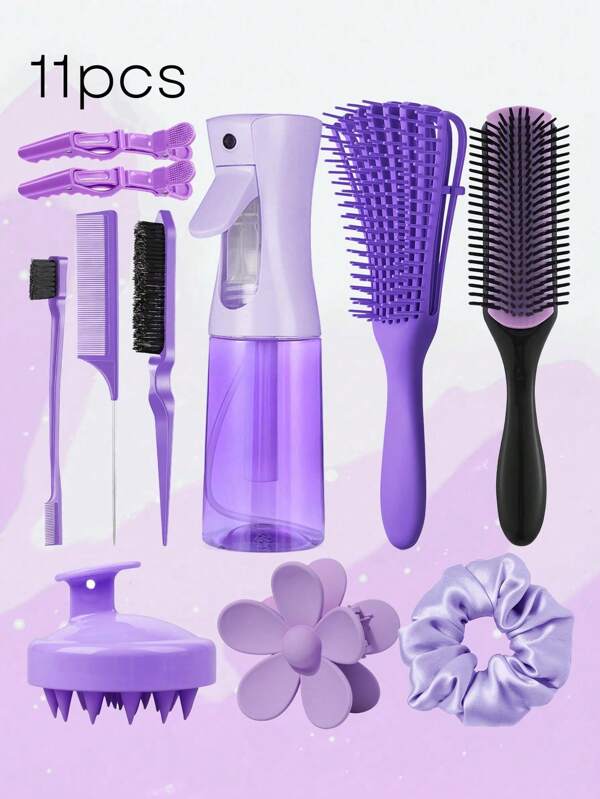 1/5/11/13 Juegos de cepillos de cabello neutros en género, que incluyen cepillos para nudos, cepillos laterales y cepillos para la espalda, cepillos rizadores con botellas pulverizadoras, cepillos alisadores, cepillos de masaje del cuero cabelludo, peines de dientes anchos, pinzas para el cabello y juegos de cepillos para peinados - Adecuado para todo tipo de cabello y necesidades de viaje, de vuelta a la escuela, artículos esenciales de viaje, accesorios para el cabello para mujeres, cepillo, cepillo de cabello, peine de madera, cepillo de cabello, mini cepillo de cabello, cepillo desenredante, cepillos de cabello, cepillo para cabello rizado, equipo de peluquería, artículos esenciales de viaje, artículo esencial de viaje, peinado, peluquería, cepillo de cabello, cepillo para el cabello hacia atrás, cepillo para peinado, cepillo para cabello rizado, cepillo de borde, peine de cabello, cepillar el cabello, juego de cepillos de cabello, peinar el cabello, peine para rizos, cepillo desen