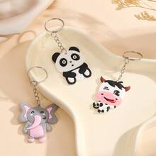 3 件可爱卡通动物模型钥匙扣，创意 2D 饰品装饰挂件，有趣的日常配饰，送给朋友的惊喜礼物