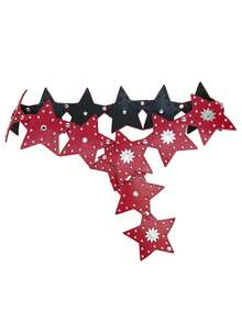 1 chiếc thắt lưng bản rộng phong cách Western Cowboy Punk, thắt lưng da vá hình ngôi sao năm cánh đinh tán Y2K cổ điển, màu đỏ mùa thu, mùa thu, Halloween - một miếng - Xem 20