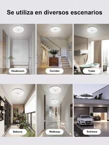 12W/18W Lámpara de techo con sensor de movimiento de luz con sensor de radar, lámpara de techo Led de 127V, iluminación con Sensor de movimiento para habitación, pasillos, pasillo, luces de techo de inducción para garaje, iluminación de techo, sala de garaje, pasillos, luces de techo de pasillo, balcón de escalera - luz blanca - Ver 11