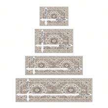 1/2 Set Washable Oriental Area Rug - Rugs For Living Room Soft Carpet For Bedroom Waterproof Floral Distressed Indoor Resistant Non-Shedding Floor Carpets-Beige - Beige - View 6