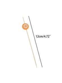 50 st. kreativa och söta engångstandpetare för frukt med orange mönster för KTV, hotelltandpetare för frukt och tårta, provsmakningstandpetare