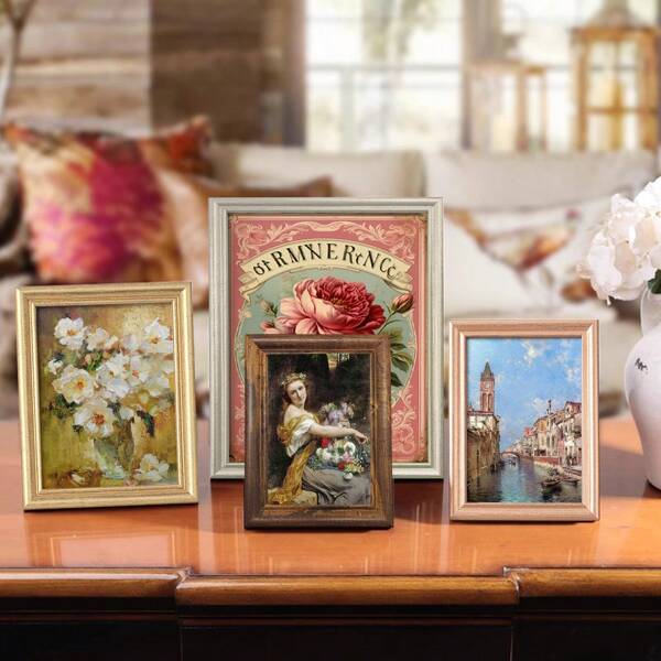 5/6/7/8/10 Inch Multi-Size Vintage Wooden Photo Frame, Suitable For Desktop Or Wall Display (Photo Paper Included, Random Delivery), Applicable For Home, Living Room, Bedroom, Dining Room, Corridor, Photo Wall, Home Decor