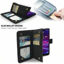 EVN0Compatible With Coolpad Legacy Brisa Wallet Case Wrist Strap Lanyard And Premium Vintage Leather Flip Credit Card Holder Stand Cell Accessories Phone Cover For Cool Pad CP3706AS 2020 2021 Women Black1552 - Black - View 6