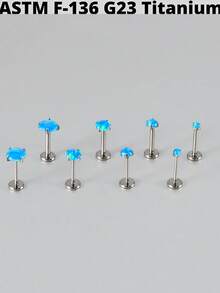 1PC Prong Zirconia G23 Titanium Cartilage Earrings Stud Opal Threadless Helix Ear Tragus Piercing Body Jewelry - Titanium Color - View 9