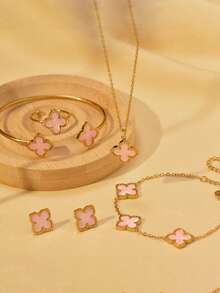 1 套白色蝴蝶珐琅项链，精致简约百搭时尚高端颈链，优雅珠宝套装 - 蝴蝶套裝 - 查看 9