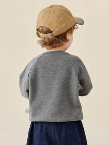 mini bala 儿童柔软弹力卫衣 2025 可爱舒适长袖 - 中花灰 - 查看 3