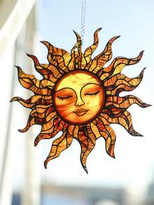 1 Pieza Colgante de ventana de acrílico con diseño de sol - Decoración de pared estilo sol, arte bohemio y espiritual para primavera y verano, regalo perfecto para el Día de la Madre y bodas, ornamento con forma de sol para el hogar, jardín o patio (RETIRE LA PELÍCULA PROTECTORA ANTES DE USAR, HECHO DE ACRÍLICO, NO DE VIDRIO)