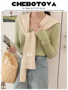 1 Áo len cardigan trơn nhãn màu cho nữ, áo len, khăn choàng, áo sơ mi, phòng máy lạnh, che vai cho váy - Nhiều màu - Xem 20