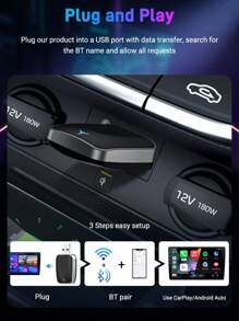 XUDA Acodo 2025 New Wireless CarPlay Android Auto 2 In 1 Mini Car Multimedia Player Box Wired To Wireless Car Adapter Maintains Original Car Functions Wireless Connection Plug And Play Suitable For 99% Of Original Cars