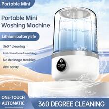 SOKANY Lavadora portátil de ropa interior, carga Tipo-C (batería de litio de 3600 mAh), pantalla digital LED inteligente. Luz azul de 360 grados que mata. Capacidad de 1.5L, modo de dos velocidades, frotado turbo bidireccional. Body compacto, fácil de almacenar. Adecuado para el hogar, hotel, dormitorio, viaje de negocios, viajes.