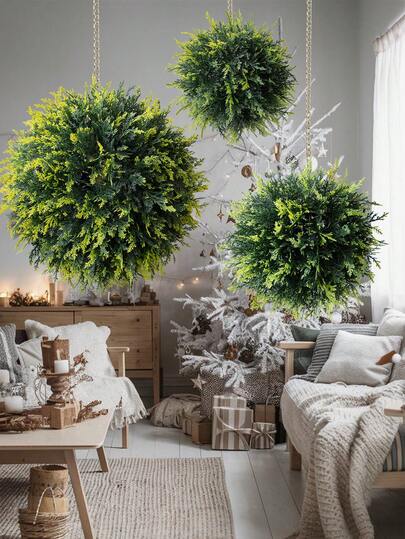 1 个人造雪松草球，人造草球，PE 材料，三种尺寸可选，母亲节，婚礼季，毕业季，家居装饰，餐厅装饰，办公室客厅卧室装饰，派对婚礼花园装饰，派对派对学校宿舍装饰，四季装饰，绿色装饰，万圣节圣诞节装饰