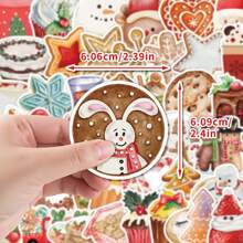 50 pegatinas lindas de dibujos animados de comida navideña, calcomanías de galletas, pasteles y caramelos, decoraciones para crear ambiente festivo para fiestas navideñas