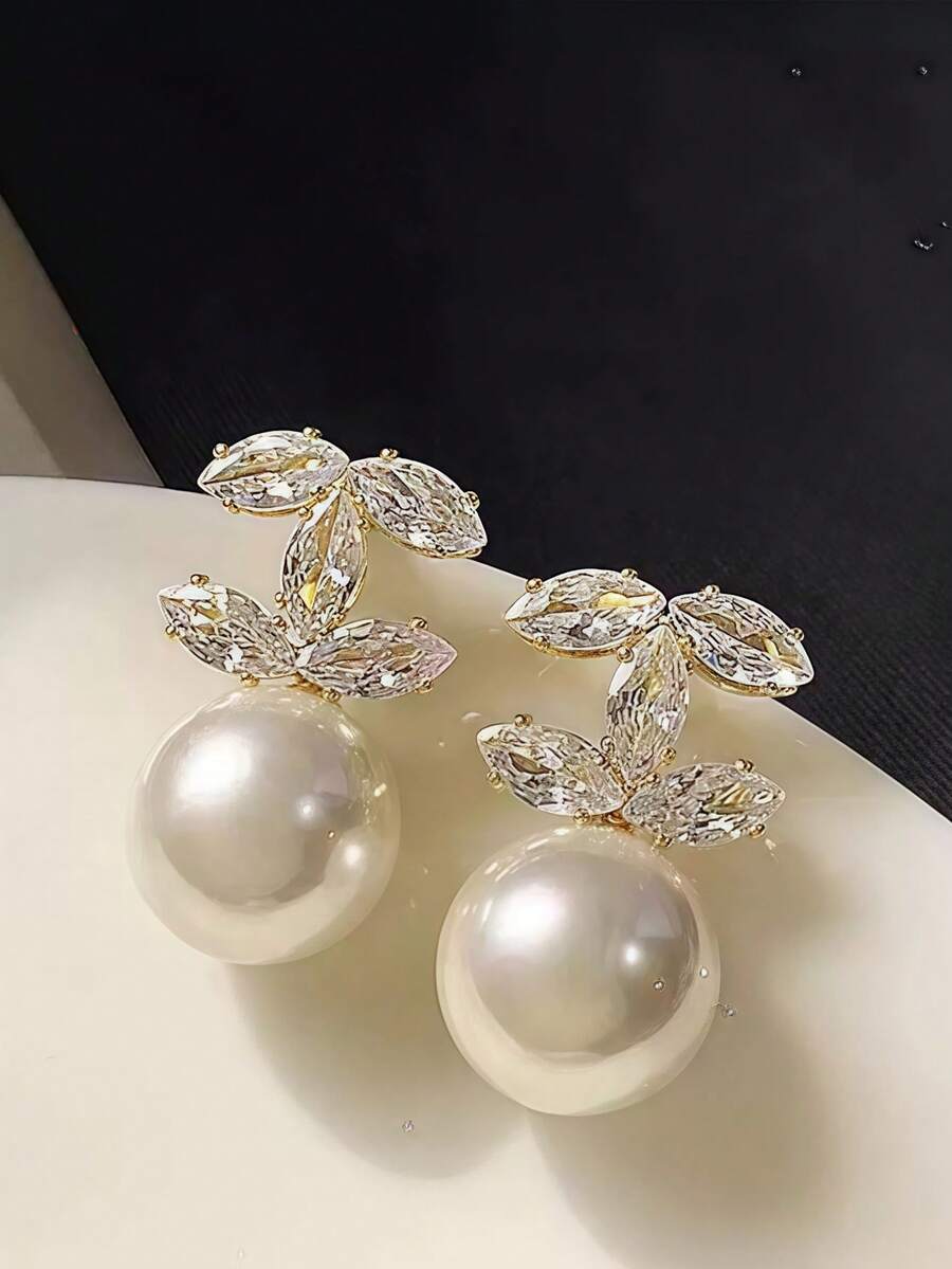 0.03微米厚白金镀层铜耳环，镶嵌锆石，最佳珠宝圣诞礼物，圣诞装饰品，送给妈妈的礼物，珠宝，圣诞节