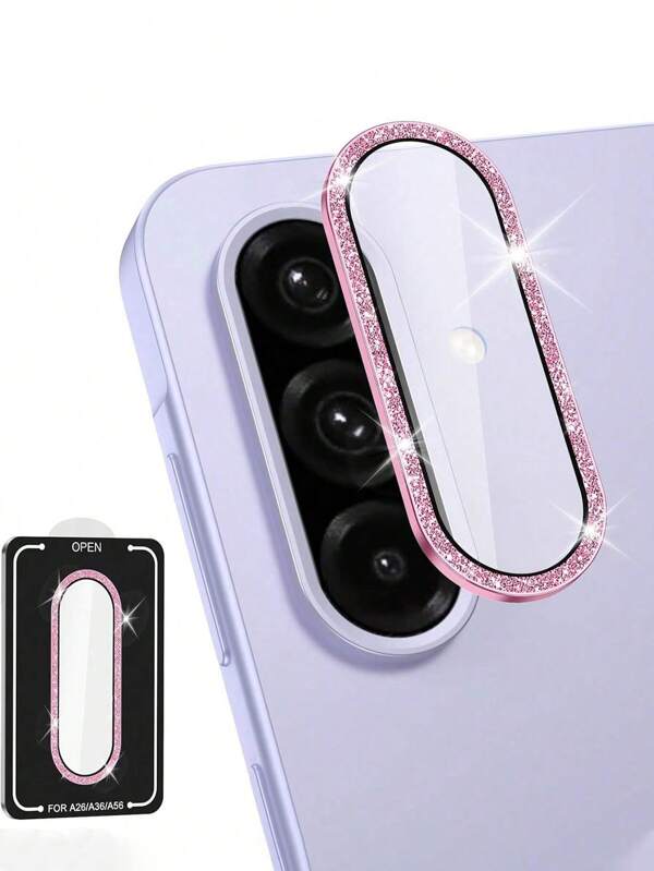 1 pezzo Pellicola protettiva per obiettivo fotografico per fotocamera A26/A36/A56, copertura per obiettivo in vetro temperato con anello singolo in metallo, [forte adesione] anti graffio, trasparente ad alta definizione, protezione fotocamera 9H ad alta definizione, facile da installare