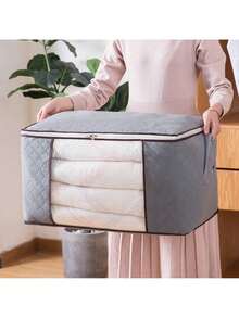 Bolsa de Almacenamiento Bolsa de Almacenamiento de Edredón Bolsa de Mudanza Bolsa Organizadora de Ropa Bolsa de Equipaje de Ropa Almacenamiento de Edredón de Tela No Tejida - Gris - Ver 4