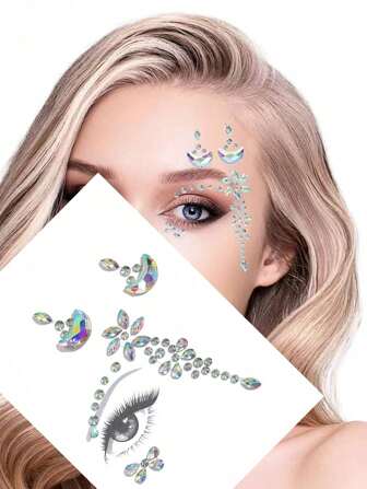 1pc Acrylic Rhinestone Face Gem Sticker - Eye Corner, Brow, Colorful Stone Decor Sticker For Makeup, Party, Carnival Costume