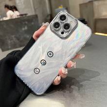 Funda para teléfono (1 unidad) compatible con todas las series 16, 15, 14, 13, 12 y 11 (13, 14 Pro, 15 Plus y 16 Pro). Nuevo diseño colorido con degradado láser IMD. Funda protectora para móvil con protector de lente. Diseño híbrido clásico a prueba de golpes. - Blanco - Ver 3