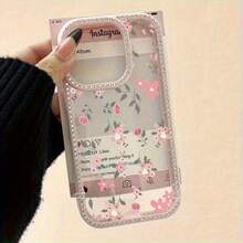 Funda para teléfono (1 unidad) con diseño floral transparente de doble cara. Compatible con phone 16, 15, 14, 13, 12 Pro, 16, 15, 14 Plus, 13, 12 Pro y 11. - Rosa transparente - Ver 1