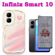 2 PIEZAS para Infinix Estuche inteligente de vidrio templado de 10 pantallas, estuche inteligente a prueba de golpes y de resistencia a caídas Película protectora de privacidad