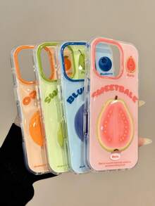 قضية الهاتف ذات ألوان الحلوى الصيفية بأشكال الإجاص البرتقالي الجوافة والتوت الأزرق المناسبة لهواتف أيفون 16 15 14 13 12 11 برو ماكس وبلس، غطاء خلفي ناعم وجميل بتصميم الفواكه مناسب للبنات