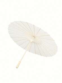 大型白色优雅纸伞，木质伞柄，适用于婚礼、派对、纸质装饰伞、DIY绘画伞、浪漫婚礼新娘派对和摄影配件、圣诞节、毕业典礼、母亲节和其他场合。