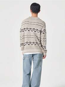 New Casual Loose Knit Sweater With Button Collar, Unisex American Street Style, Suitable For Spring, Autumn And Winter - Apricot - View 6