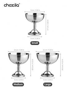 choxila 1pc Stainless Steel Dessert Cup, Snack Bowls, Serving Bowls (Removable), Ice Cream Cups – Perfect For Afternoon Tea, Bedroom, And Living Room Use - Silver - View 7