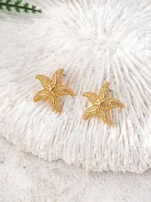 1 Set Elegant Minimalist Geometric Starfish Design Women Earrings And Necklace Set