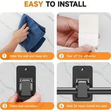 Tringle à rideaux universelle sans perçage avec montage autoadhésif sans clou, capacité jusqu'à 13,6 kg, finition noire, idéale pour la salle de bain, la chambre, le salon et la cuisine. Finitions délicates, look mural sans couture, fixation facile sans outils, adhésif mural durable pour rideaux légers, support robuste, installation rapide, amovible sans résidu - Noir - Voir 3