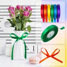1Pc Wide Of Silk Satin Ribbons For Fall Wedding Flower Bouquet Wrap Hair Bows Making Gift Wrapping And Crafts - Pink - View 7
