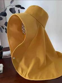 1pcNew Women's Large Beach Hat With Shawl Cover And Comprehensive Sun Protection, Can Shade Outdoor Riding UV Protection - Multicolor - View 11