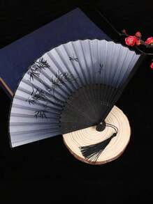 3pcs Chinese Folding Fan, Plum Orchid Bamboo Chrysanthemum Black Set, Classical Ancient Fan Folding Fan, Summer Fringe Model, Portable Hanfu Dance Fan For Male And Female Students