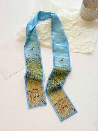 4-pack vintage oljemålningstryck pannband set - sidenhårscarf och band för kvinnor och flickor | Bohemiska, fest, bröllop, vardagliga håraccessoarer (4 stilar) turbanpannband svettband, hårband höst vinter hårband för semesterkläder kvinna kvinnor bandanas mjuk huvudbonad