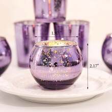 6/12 件金色许愿蜡烛台，适用于餐桌中心装饰，圆形水银玻璃烛台，散装，适用于婚礼、生日、周年纪念、派对和万圣节圣诞节节日装饰 - 查看 2