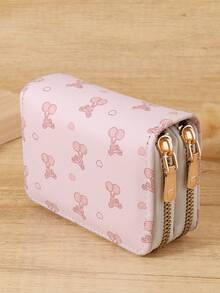 Pink Bow Heart Pattern Multi-Function Coin Purse, Dual Zipper Card Holder, Multi-Card Slot Card Case, Can Store Credit Cards, Lightweight & Minimalist, Fashion & Modern, Business Versatile, Suitable For Anniversary, Christmas, Valentine's Day, Birthday And Other Occasions, Also Can Be Gift For Lover, Female, Girl, Lady, Or As Backpack, Dorm And Back To School Supplies - Pink - View 7