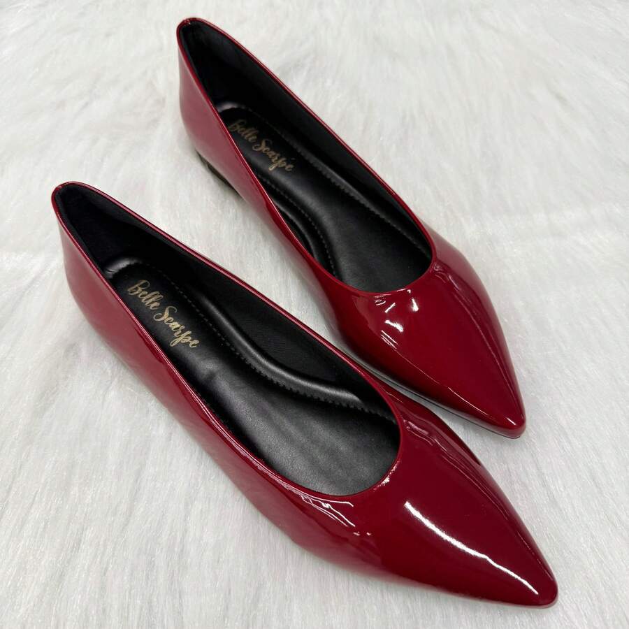 Women's Casual Comfort Patent Leather Black Beige Nude Sneakers - Véc ni Malbec - Xem 1