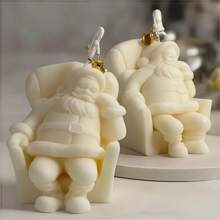 Molde de Vela de Silicone 3D do Papai Noel, Molde de Silicone do Papai Noel Deitado no Sofá Dormindo, Artesanato de Gesso, Presente de Natal DIY, Molde de Argila, Molde de Concreto, Suprimentos de Decoração para Casa