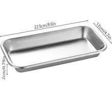 Bandeja de acero inoxidable para cirugía dental (paquete de 2), adecuada para laboratorios, salones de belleza, clínicas dentales, tiendas de tatuajes, cocinas, mesas de comedor, escuelas y otros lugares. - Plateado - Ver 4