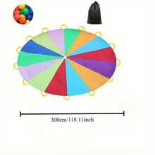 1PC Hand Thrown Parachute Is Used For Team Sports, Hand Thrown Rainbow Parachute, Outdoor Music Festival Roof Decoration, Throwing Sandbags And Rainbow Balls As Gifts For Family Gatherings. 10 Balls Will Be Randomly Shipped As Gift Colors. Thank You.