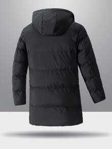 Men's Padded Coat, Mid-Length Knee-Length Warm Hooded Winter Coat, Casual Daily, Business Commute, Outdoor Sports , Fall Winter - Black - View 6